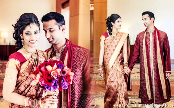 indian wedding bride groom portrait bridal bouquet