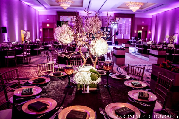 indian wedding reception lighting purple