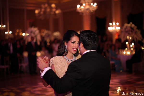 indian wedding bride groom dancing reception lighting