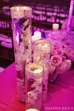 indian wedding reception floral lighting