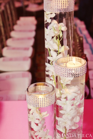 indian wedding reception floral lighting