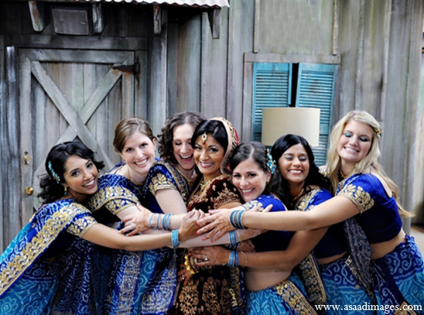 indian wedding bridal party fashion blue