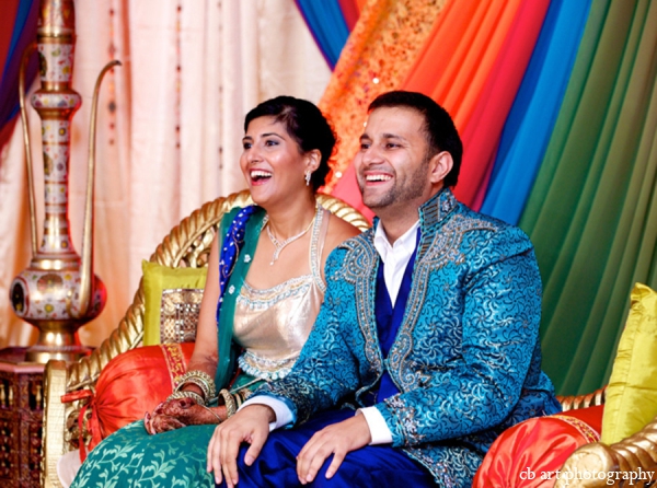 indian wedding bride groom teal blue