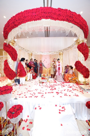 indian wedding mandap floral white red tradition