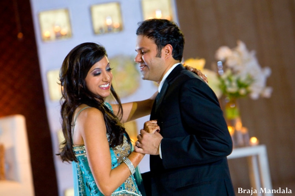 indian wedding bride groom reception dancing