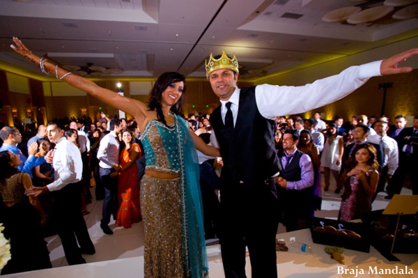 indian wedding bride groom reception dancing