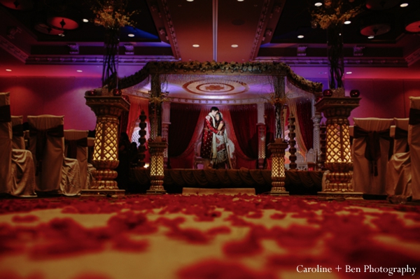 indian wedding ceremony portrait bride groom mandap