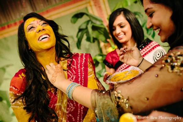 indian wedding gaye holud bride