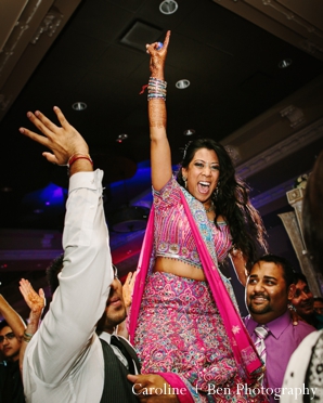 indian wedding reception bride dancing