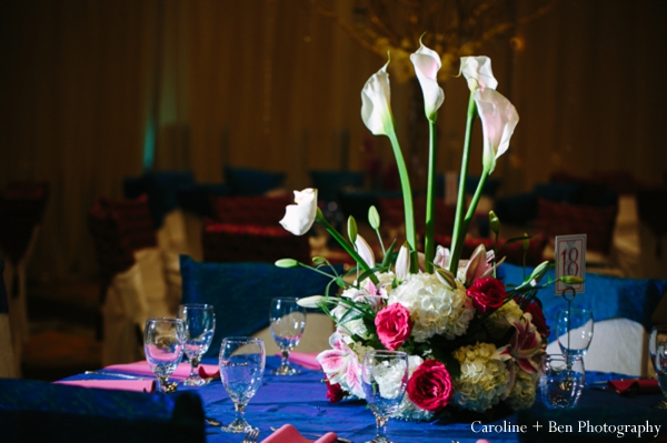 indian wedding reception flower setting table