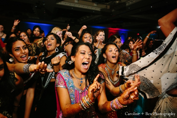 indian wedding reception guests dancing