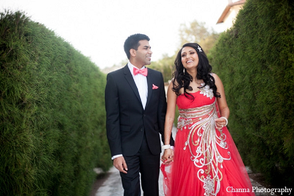 indian wedding bride groom portraits pink gown