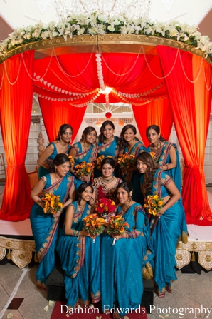 indian wedding bridal party saris