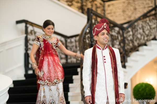 indian wedding bride groom first look portrait