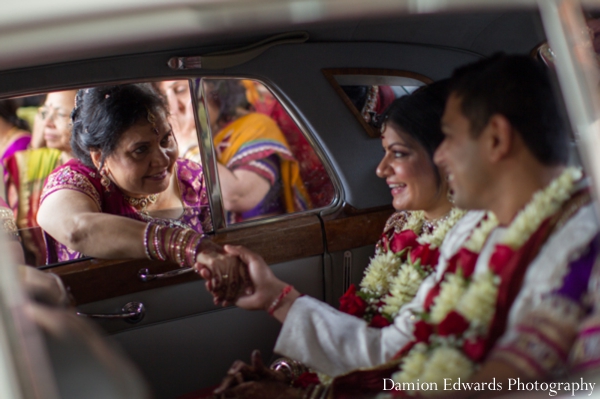 indian wedding bride groom getaway car