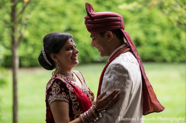 indian wedding bride groom outdoor portrait