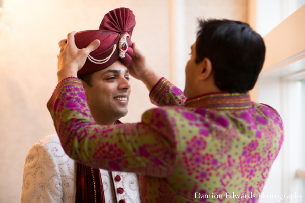 indian wedding groom gets ready for ceremony