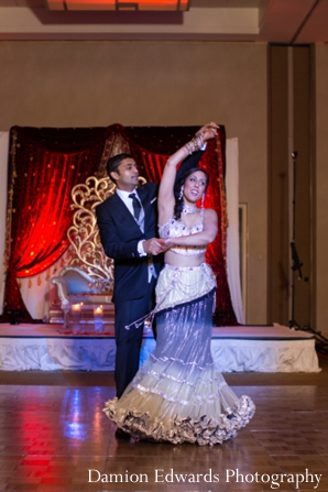 indian wedding bride and groom at reception