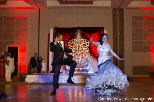 indian wedding bride reception dancing