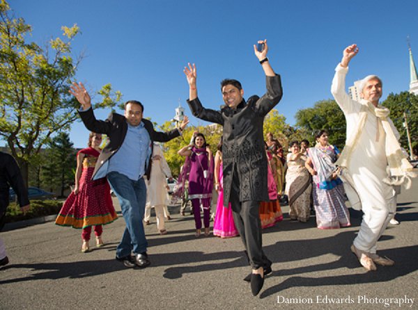 indian wedding dancing baraat guests