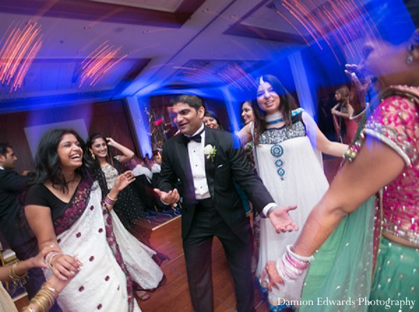 indian wedding groom reception dance floor