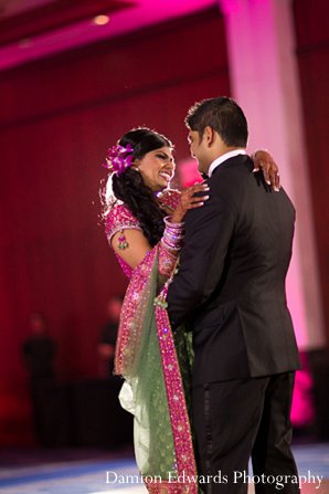 indian wedding reception bride groom first dance