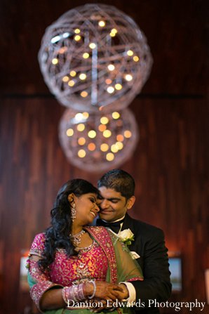 indian wedding reception portrait groom bride