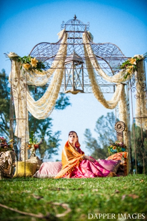 indian wedding bridal portrait outdoors colorful