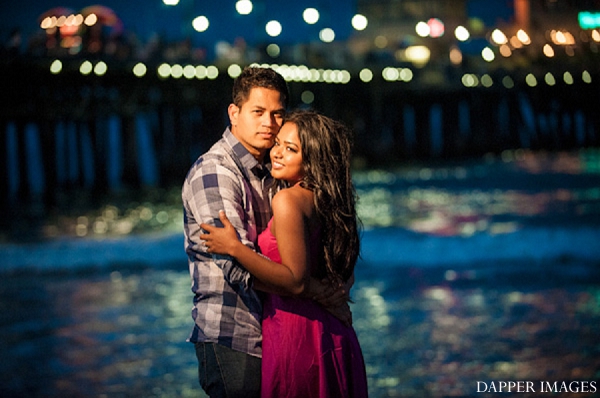 indian weddding engagement smiling beach portrait