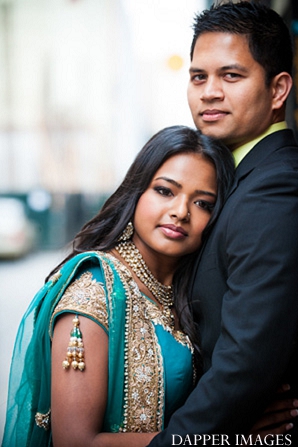 indian wedding engagement color bride and groom portraits