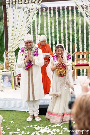 indian wedding bride groom ceremony floral mandap