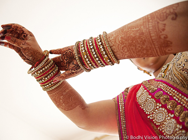 indian wedding bride cream red bangles