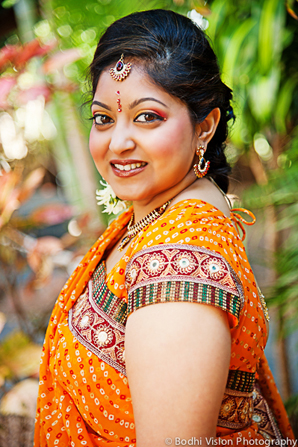 indian wedding bride orange tradition