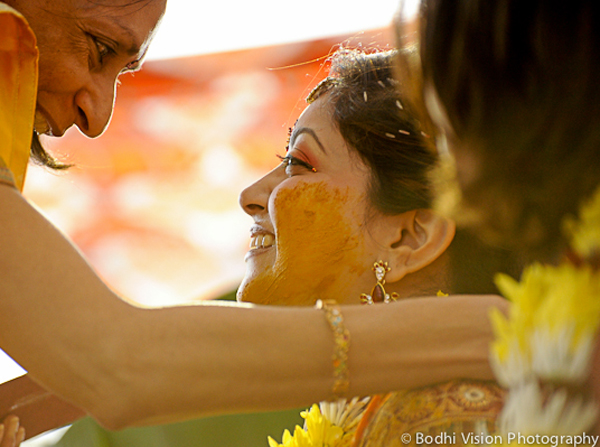 indian wedding bride turmeric ceremony