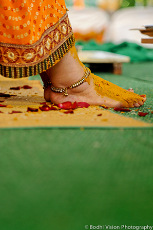 indian wedding turmeric tradition bride