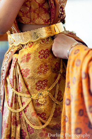 indian wedding getting ready bride sari