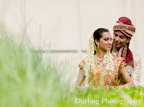 indian wedding portriats bride groom outdoors