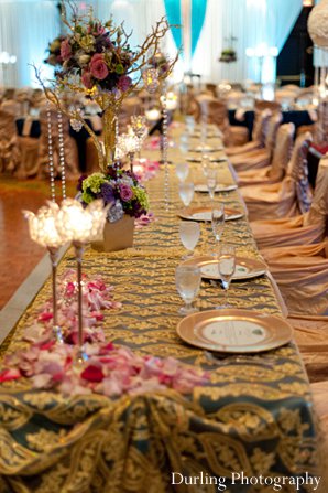 indian wedding table reception floral decor