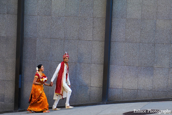 indian wedding portraits bride groom urban