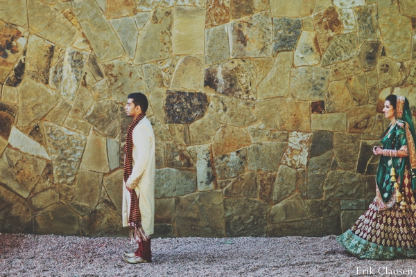 indian wedding bride groom first look portrait