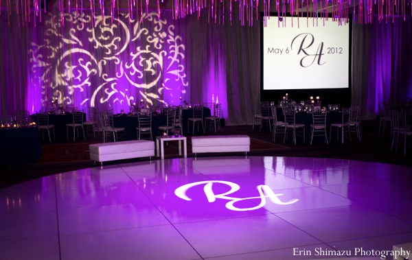 indian wedding reception dance floor purple lighting