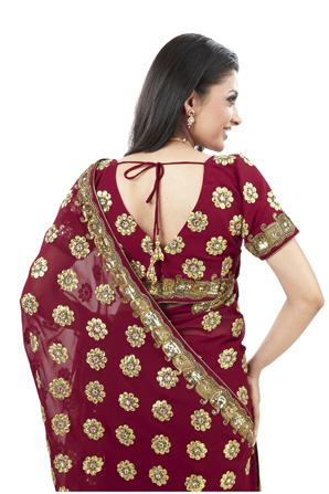 red fashion indian gold sari