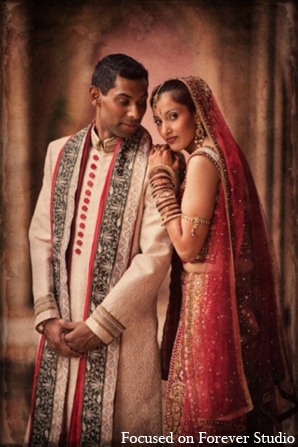 indian wedding bride groom photo red