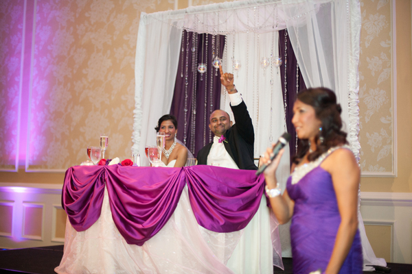 indian wedding reception bride groom toast