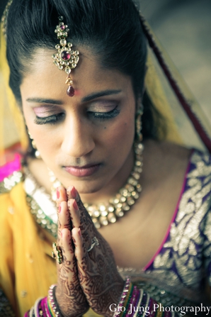 indian wedding bride prep traditional dress