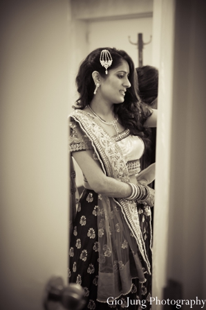 indian wedding bridal portrait black and white