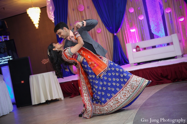 indian wedding reception bride groom dancing