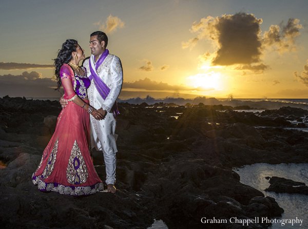 indian wedding portraits sunset beach