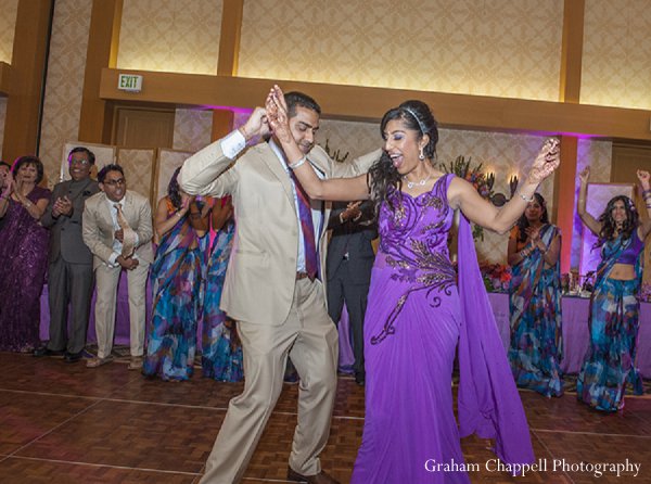 indian wedding reception groom bride dance