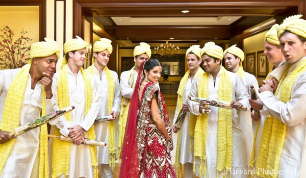 indian wedding bride and groomsmen